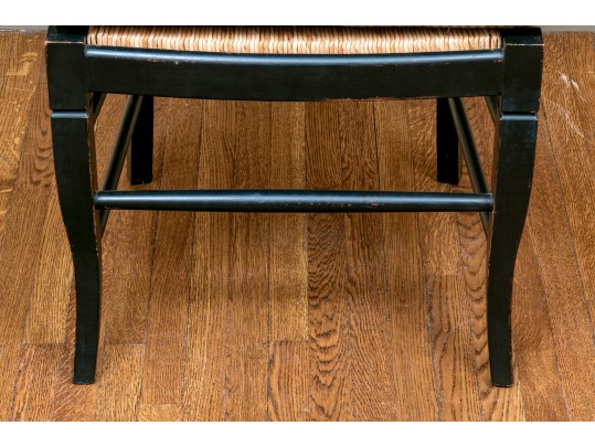 Set Of 8 B & D Rush Seat Country French Dining Chairs With RL Fabric Seat Cushions