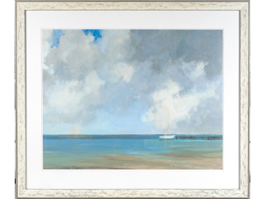 Beautiful Pastel On Paper, Coastal Landscape