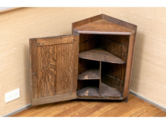 Diminutive Antique Oak Corner Cabinet