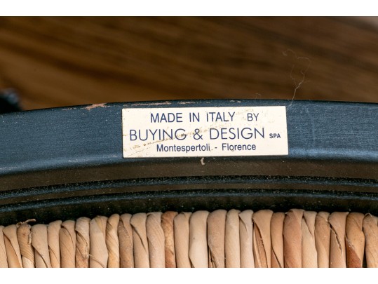 Set Of 8 B & D Rush Seat Country French Dining Chairs With RL Fabric Seat Cushions