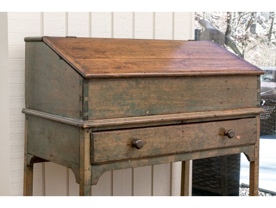 Vintage Slant Top Tall Writing Desk, For Restoration