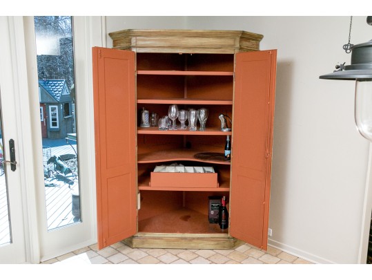 Charming, Provincial Style Corner Cabinet