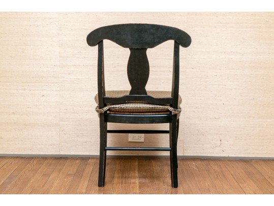 Set Of 8 B & D Rush Seat Country French Dining Chairs With RL Fabric Seat Cushions