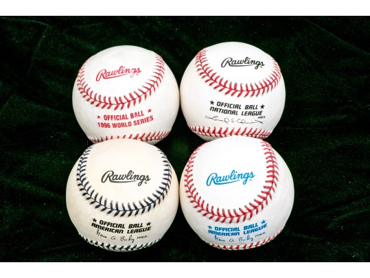 Grouping Of 4 MLB Autographed Baseballs, By Multiple Players
