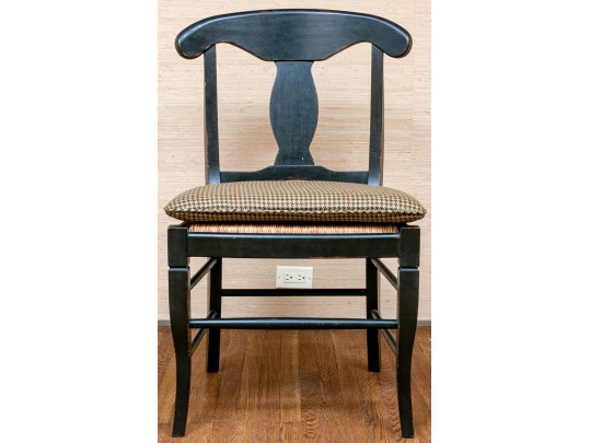 Set Of 8 B & D Rush Seat Country French Dining Chairs With RL Fabric Seat Cushions