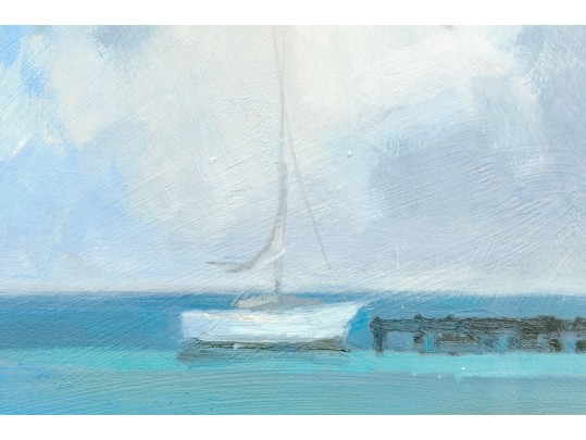 Beautiful Pastel On Paper, Coastal Landscape