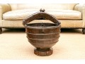 Antique 19th Century Primitive Style Iron & Wood Chinese Rice Bucket