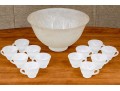 Fabulous Glass Punch Bowl With 12 Cups