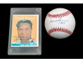Autographed Hank Bauer Baseball With Inscribed Baseball Card