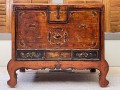 Asian Hand Painted And Carved Wooden Storage Chest