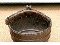 Antique 19th Century Primitive Style Iron & Wood Chinese Rice Bucket