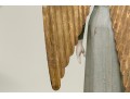 Decorative Folk Style Wood & Tole Winged Angel On Wood Base