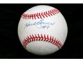Autographed Hank Bauer Baseball With Inscribed Baseball Card