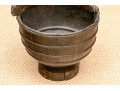 Antique 19th Century Primitive Style Iron & Wood Chinese Rice Bucket