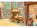 Signed Modern Oil On Canvas, Figural Urban Landscape, 1968