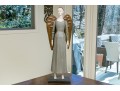 Decorative Folk Style Wood & Tole Winged Angel On Wood Base