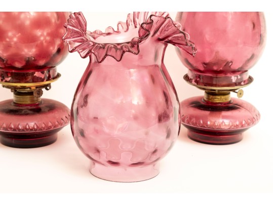 Cranberry Glass Oil Lamps