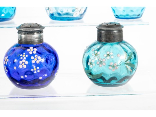 Assorted Blue Depression Glass Salt Shakers