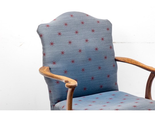 Oak Ball & Claw Foot Upholstered Library Armchair