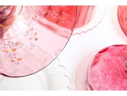 Vintage Cranberry Glass Cloches