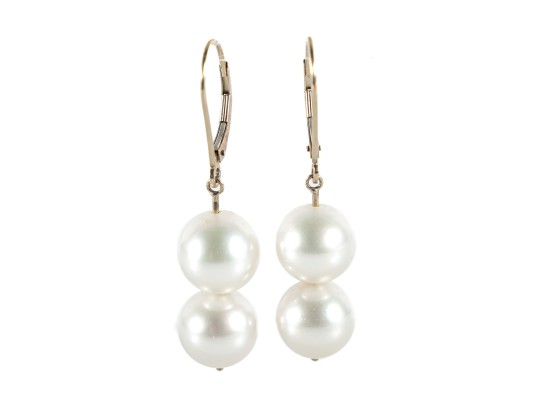 14k White Gold Cultured Pearl Earrings