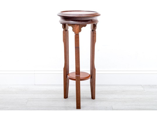 Scrolled Wood Pedestal Plant Stand
