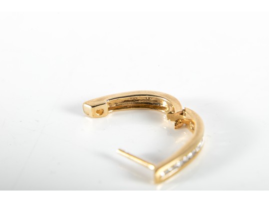 14k Yellow Gold Diamond Hoop Earrings