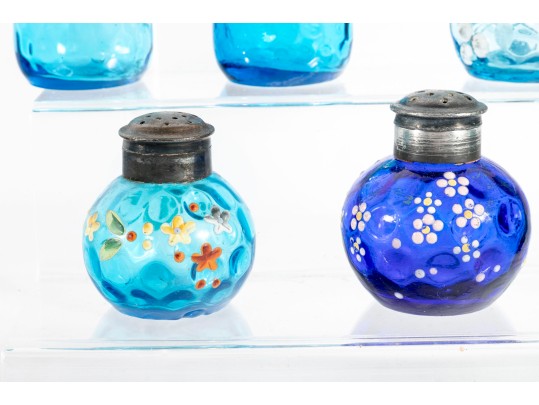 Assorted Blue Depression Glass Salt Shakers