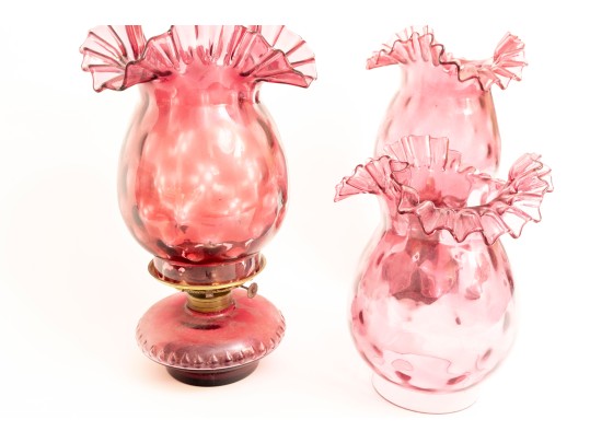Cranberry Glass Oil Lamps