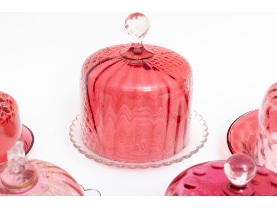 Vintage Cranberry Glass Cloches