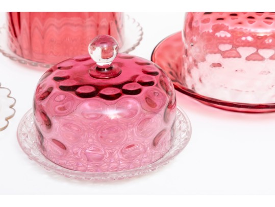 Vintage Cranberry Glass Cloches