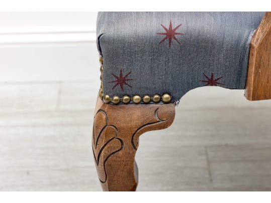 Oak Ball & Claw Foot Upholstered Library Armchair