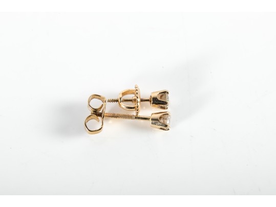 14k Yellow Gold Diamond Stud Earrings