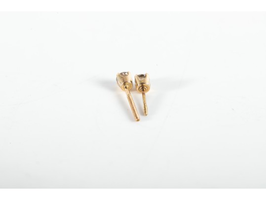 14k Yellow Gold Diamond Stud Earrings