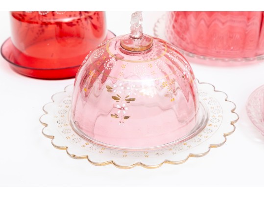Vintage Cranberry Glass Cloches