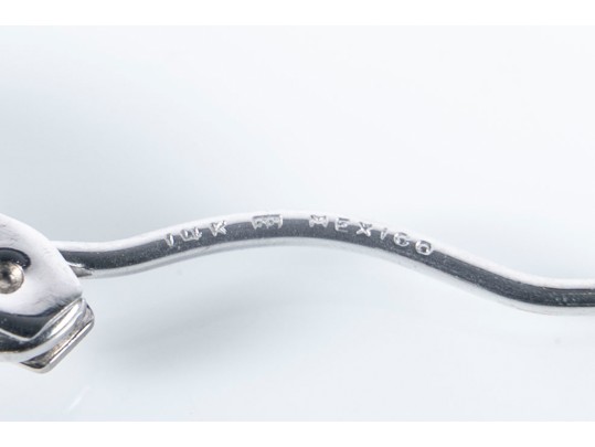 14k White Gold Glass Hoop Earrings