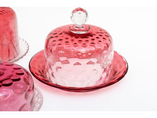 Vintage Cranberry Glass Cloches