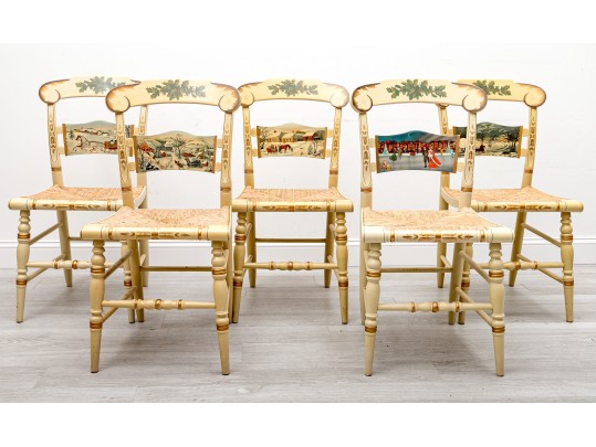 Five L. Hitchcock 1984 - 1991 Limited Edition Colonial Christmas Chairs