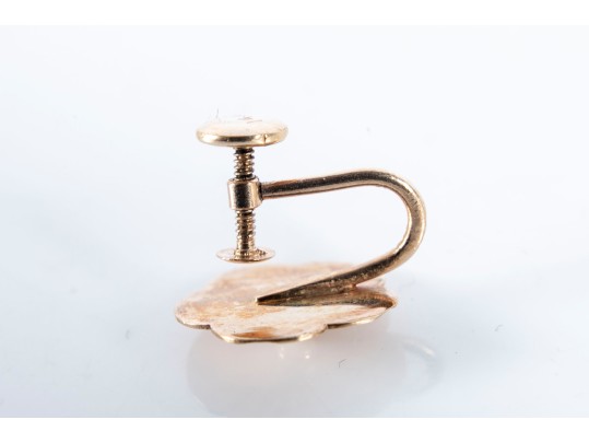 14k Yellow Gold Floral Screw-Back Clip-On Earrings