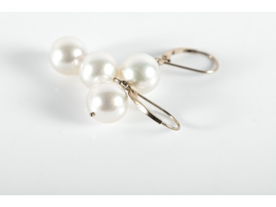 14k White Gold Cultured Pearl Earrings