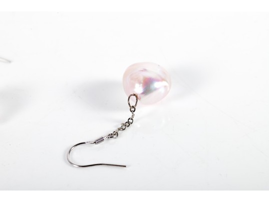 Pale Pink Cultured Pearl Bracelet With Sterling Earrings