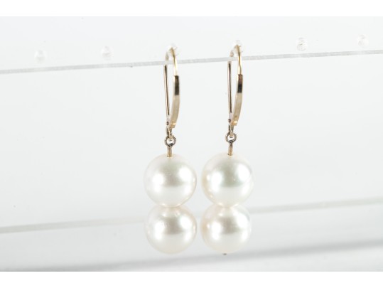 14k White Gold Cultured Pearl Earrings