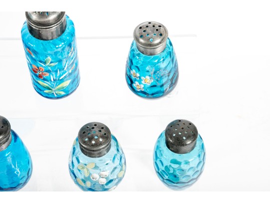 Assorted Blue Depression Glass Salt Shakers