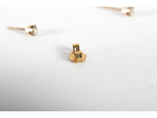 14k Yellow Gold Diamond Stud Earrings