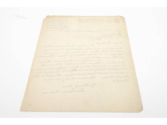 Fredrick Ballard Williams (American Painter, 1871-1956) Signed & Handwritten Letter To Art Dealer