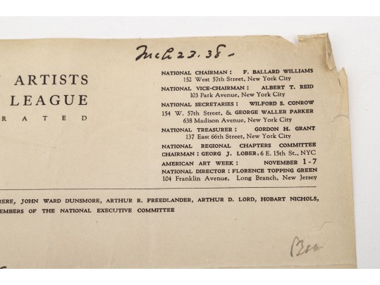 Fredrick Ballard Williams (American Painter, 1871-1956) Signed & Handwritten Letter To Art Dealer