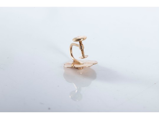 14k Yellow Gold Floral Screw-Back Clip-On Earrings