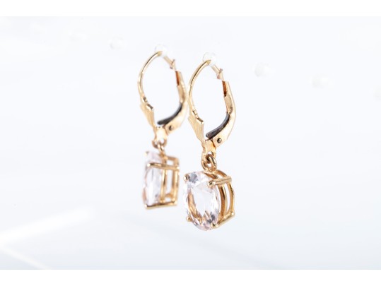 14k Yellow Gold Quartz Earrings