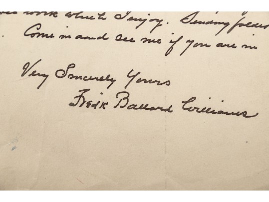 Fredrick Ballard Williams (American Painter, 1871-1956) Signed & Handwritten Letter To Art Dealer