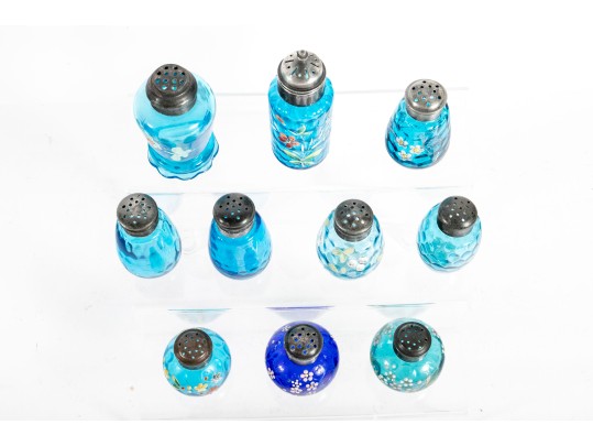 Assorted Blue Depression Glass Salt Shakers